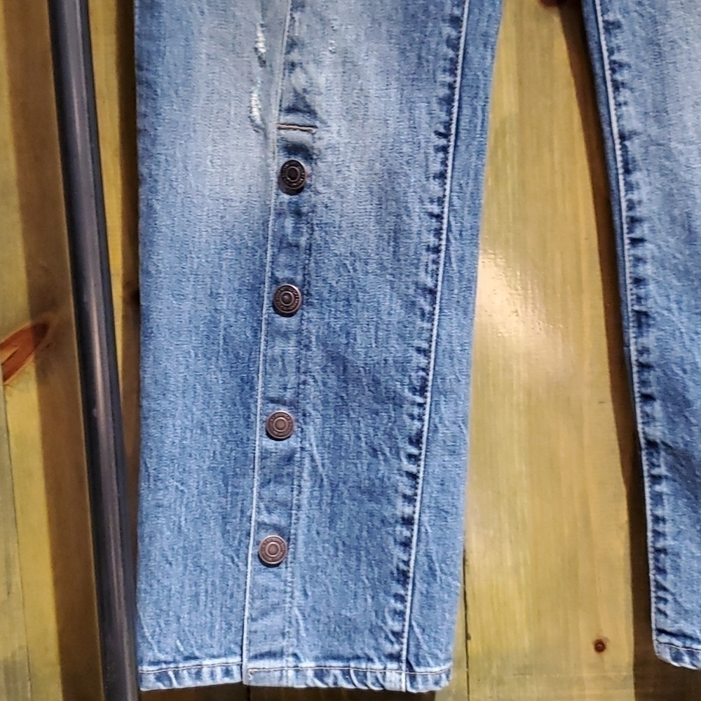 RARE LUCKY BRAND LUCKY PINS JEANS WOMENS SIZE 00 BUTTONS DOWN FRONT HIGH WAIST - Picture 2 of 7